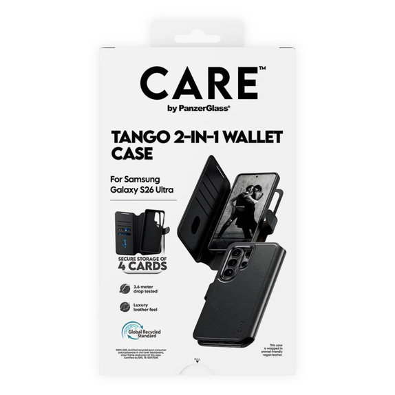 Etui Wallet Tango Two-In-One z QI do Samsung S26 Ultra, Czarny, CARE
