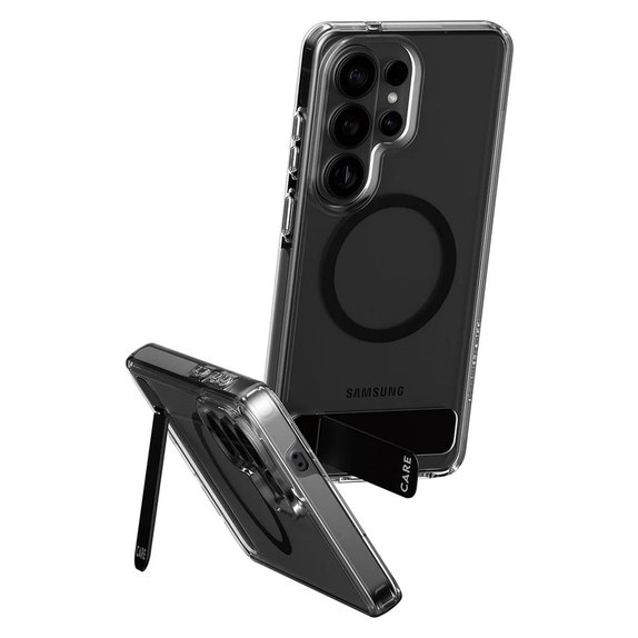 Etui Kickstand z czarnym QI do Samsung Galaxy S26 Ultra, Przezroczyste, PanzerGlass