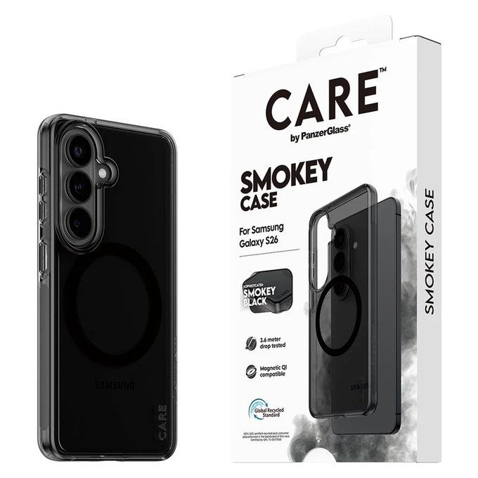 Etui Smokey z czarnym QI do Samsung Galaxy S26, Czarne, PanzerGlass