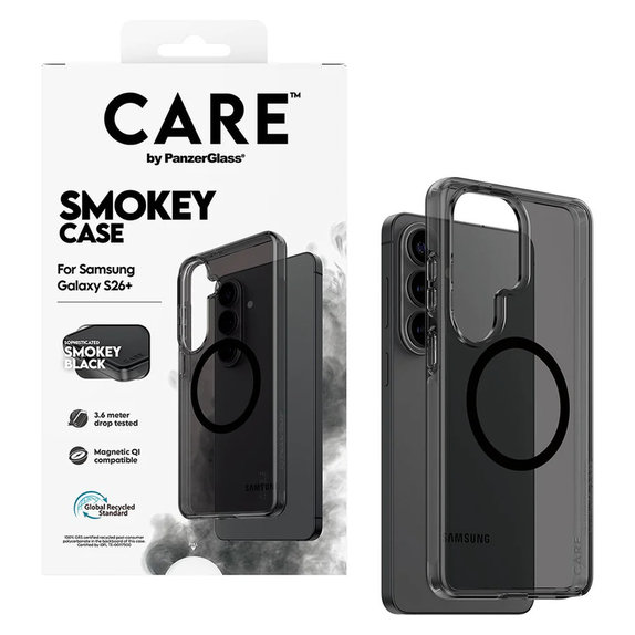 Etui Smokey z czarnym QI do Samsung Galaxy S26+, Czarne, PanzerGlass