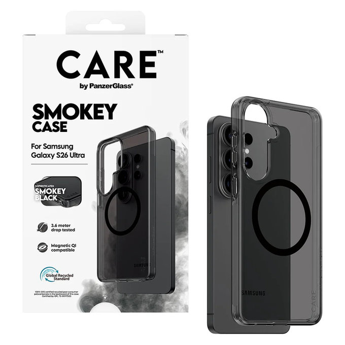 Etui Smokey z czarnym QI do Samsung Galaxy S26 Ultra, Czarne, PanzerGlass
