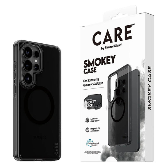 Etui Smokey z czarnym QI do Samsung Galaxy S26 Ultra, Czarne, PanzerGlass