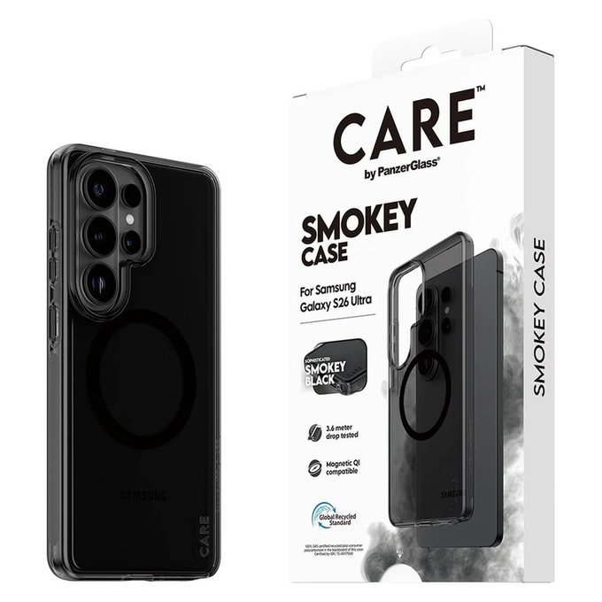 Etui Smokey z czarnym QI do Samsung Galaxy S26 Ultra, Czarne, PanzerGlass