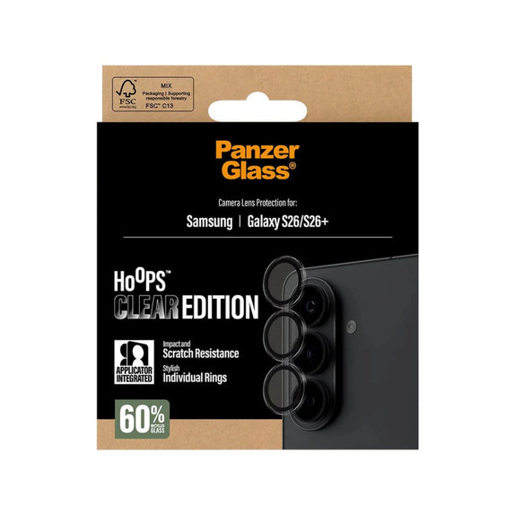 Pierścienie ochronne obiektywu kamery Hoops do Samsung S26/S26+, Przezroczysty, PanzerGlass
