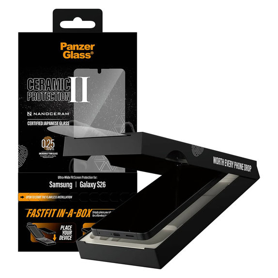 Szkło hartowane UWF Ceramic z FASTFIT In-A-Box do Samsung Galaxy S26, Przezroczyste, PanzerGlass