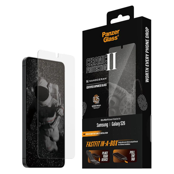 Szkło hartowane UWF Ceramic z FASTFIT In-A-Box do Samsung Galaxy S26, Przezroczyste, PanzerGlass