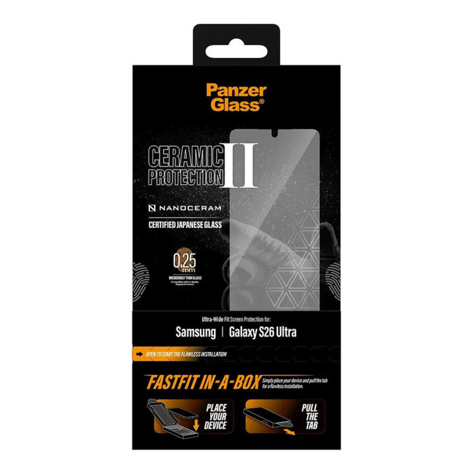 Szkło hartowane UWF Ceramic z FASTFIT In-A-Box do Samsung S26 Ultra, Przezroczysty, PanzerGlass