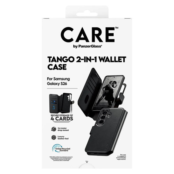 Etui Tango Wallet Two-In-One z QI do Samsung Galaxy S26, Czarne, PanzerGlass