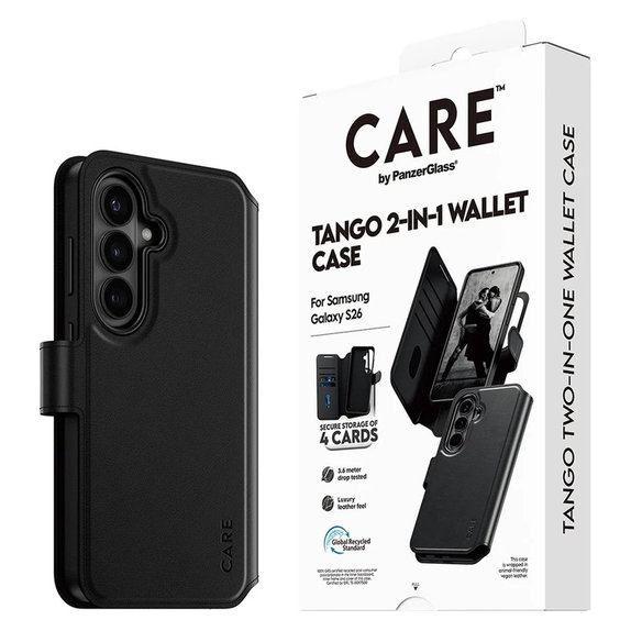 Etui Tango Wallet Two-In-One z QI do Samsung Galaxy S26, Czarne, PanzerGlass