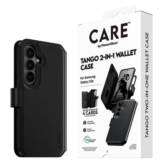 Etui Tango Wallet Two-In-One z QI do Samsung Galaxy S26, Czarne, PanzerGlass