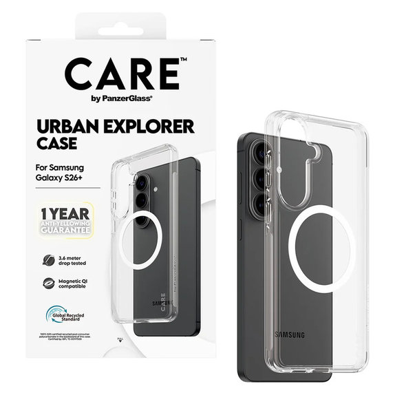 Etui Urban Explorer z białym QI do Samsung Galaxy S26+, Przezroczyste, PanzerGlass