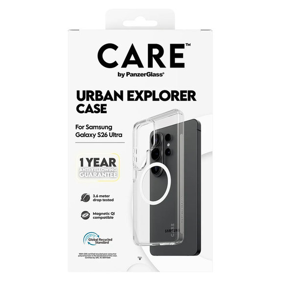 Etui Urban Explorer z białym QI do Samsung Galaxy S26 Ultra, Przezroczyste, PanzerGlass