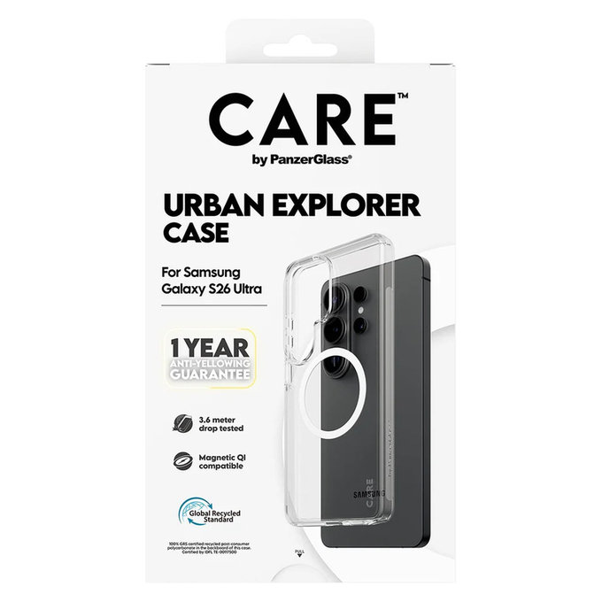Etui Urban Explorer z białym QI do Samsung Galaxy S26 Ultra, Przezroczyste, PanzerGlass