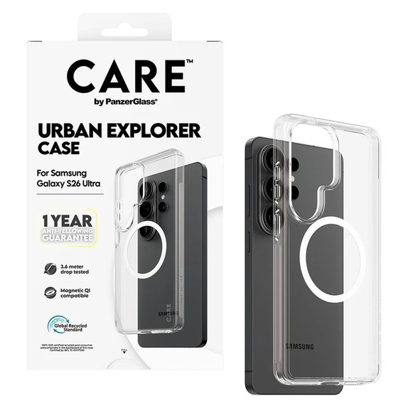 Etui Urban Explorer z białym QI do Samsung Galaxy S26 Ultra, Przezroczyste, PanzerGlass