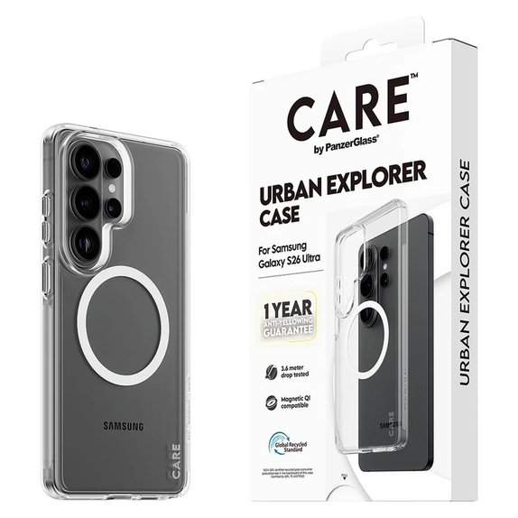 Etui Urban Explorer z białym QI do Samsung Galaxy S26 Ultra, Przezroczyste, PanzerGlass