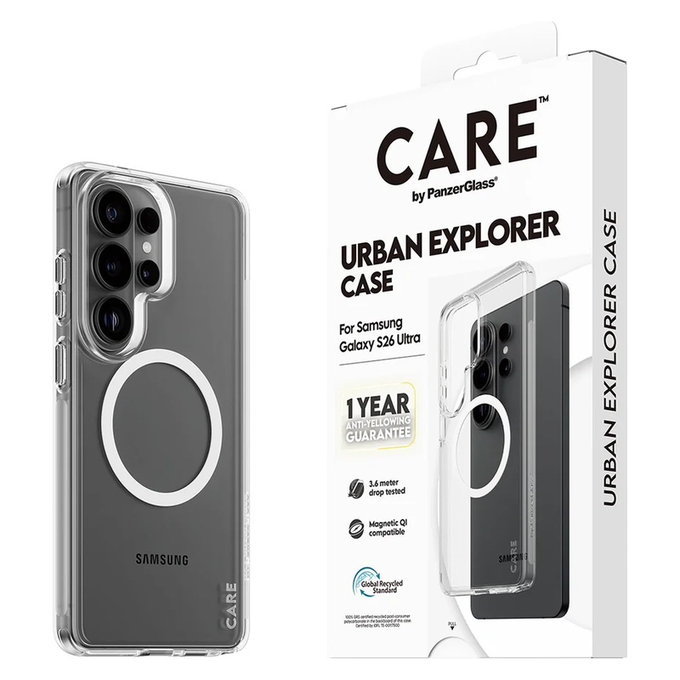 Etui Urban Explorer z białym QI do Samsung Galaxy S26 Ultra, Przezroczyste, PanzerGlass