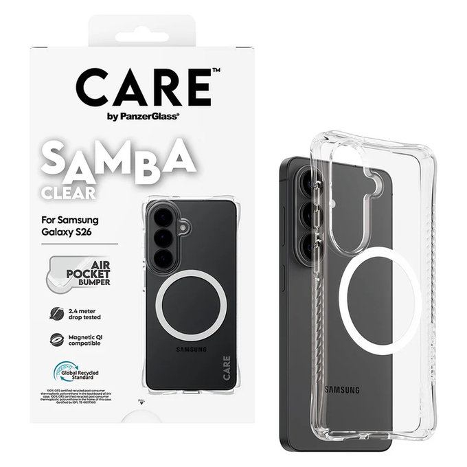Etui Samba z białym QI do Samsung Galaxy S26, Przezroczyste, PanzerGlass