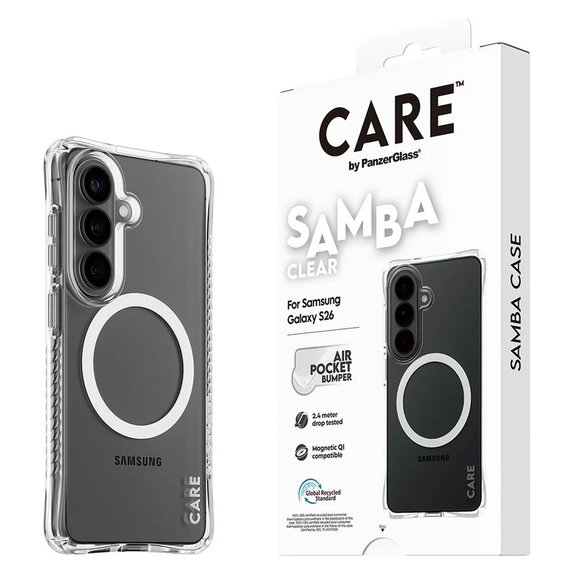 Etui Samba z białym QI do Samsung Galaxy S26, Przezroczyste, PanzerGlass