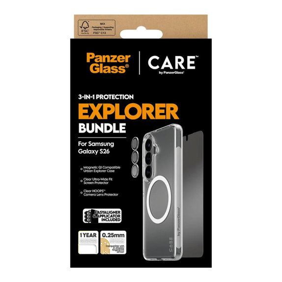 Bundle 3w1 Explorer do Samsung S26, PanzerGlass