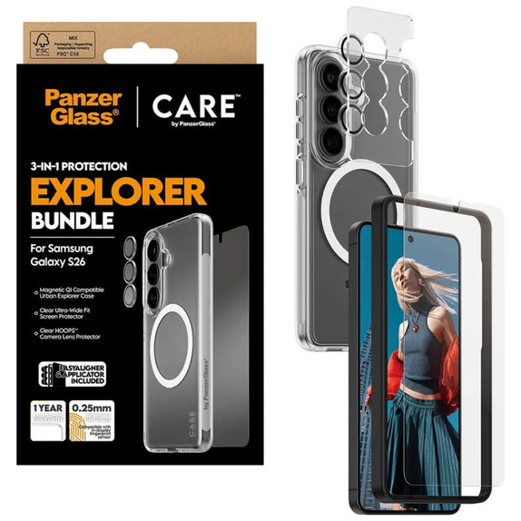 Bundle 3w1 Explorer do Samsung S26, PanzerGlass