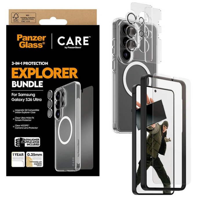 Bundle 3w1 Explorer do Samsung S26 Ultra, PanzerGlass
