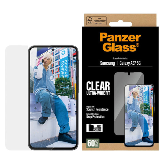 Szkło hartowane UWF z aplikatorem do Samsung Galaxy A37, przezroczyste, clear, PanzerGlass