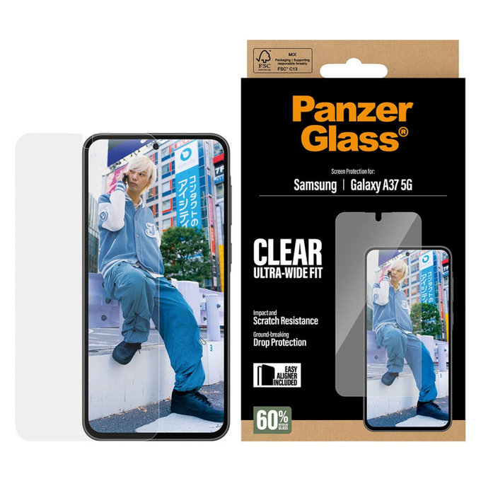 Szkło hartowane UWF z aplikatorem do Samsung Galaxy A37, przezroczyste, clear, PanzerGlass