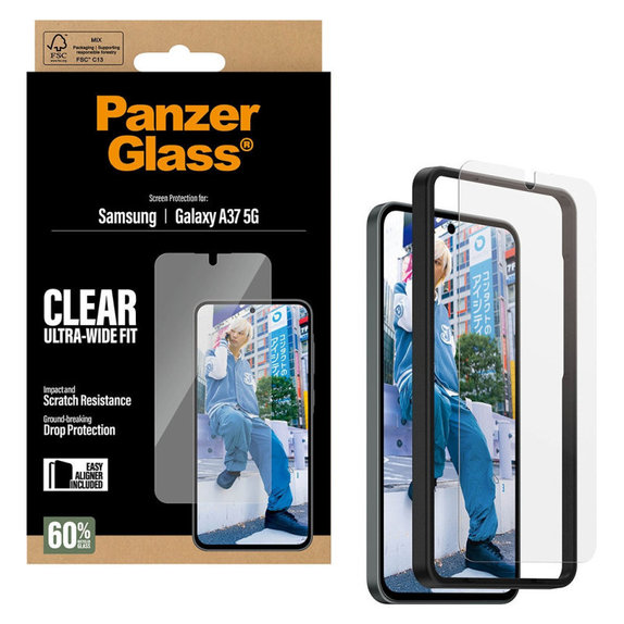 Szkło hartowane UWF z aplikatorem do Samsung Galaxy A37, przezroczyste, clear, PanzerGlass