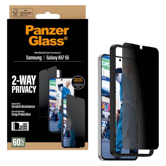 Szkło hartowane UWF Privacy z aplikatorem do Samsung Galaxy A57, Przezroczyste, PanzerGlass