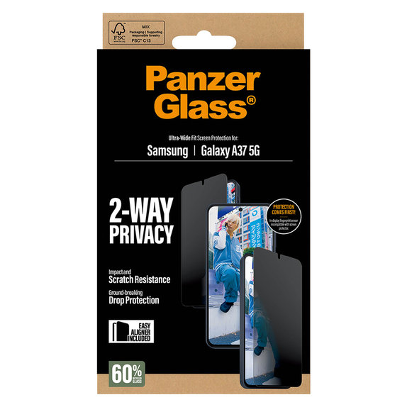 Szkło hartowane UWF Privacy z aplikatorem do Samsung Galaxy A37, Przezroczyste, PanzerGlass