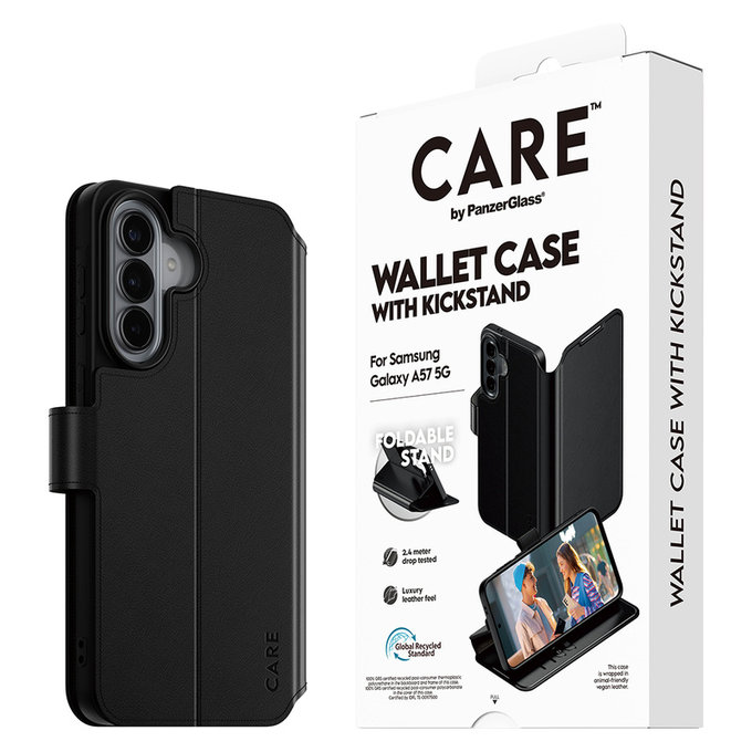 Etui Wallet Kickstand do Samsung Galaxy A57, Czarne, PanzerGlass