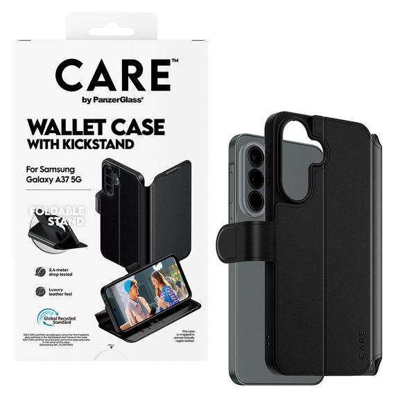 Etui Wallet Kickstand do Samsung Galaxy A37, Czarne, PanzerGlass