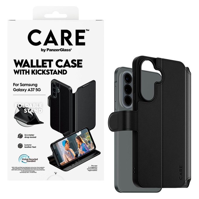 Etui Wallet Kickstand do Samsung Galaxy A37, Czarne, PanzerGlass