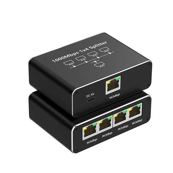 4-portowy przełącznik Gigabit Ethernet RJ45, 1000 Mb/s