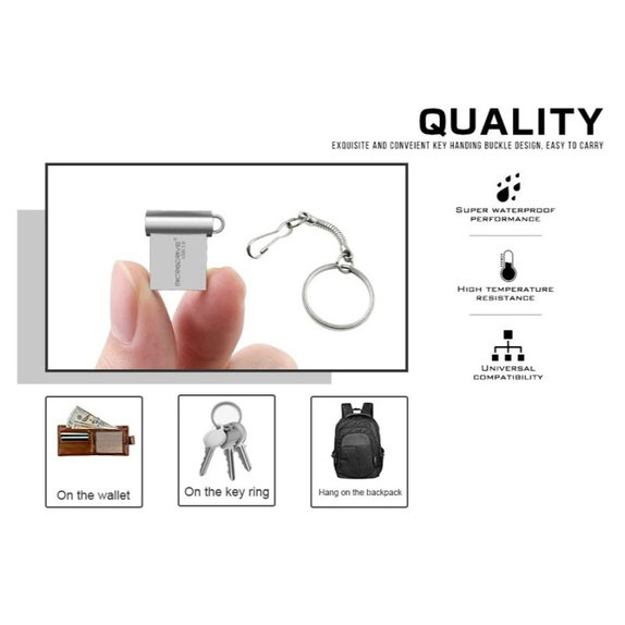 Metalowy pendrive USB 64 GB, USB 3.0, srebrny
