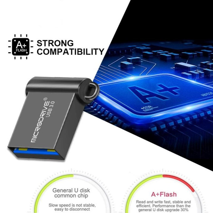 Metalowy pendrive USB 64 GB, USB 3.0, srebrny
