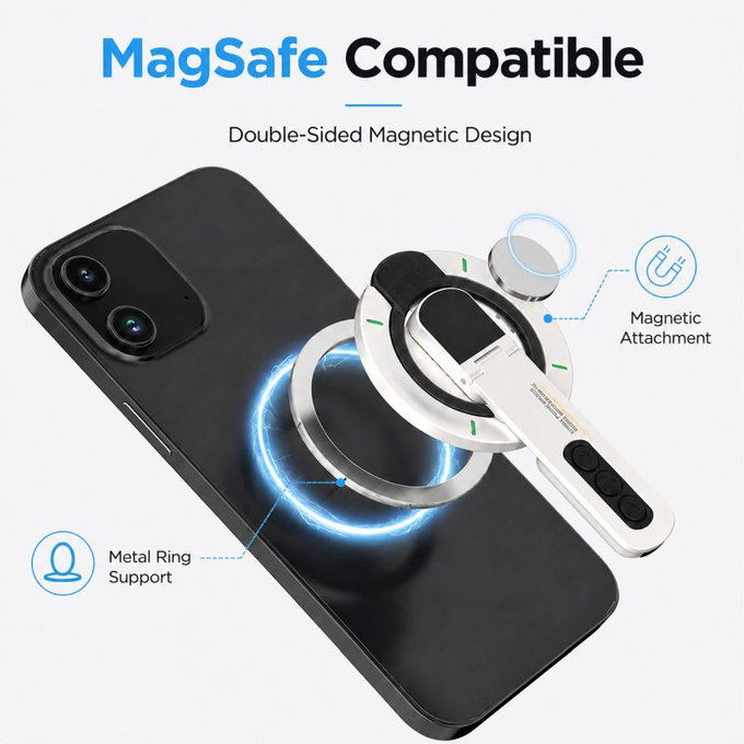 Magnetyczny uchwyt na telefon ze stojakiem, kompatybilny z MagSafe, czarny
