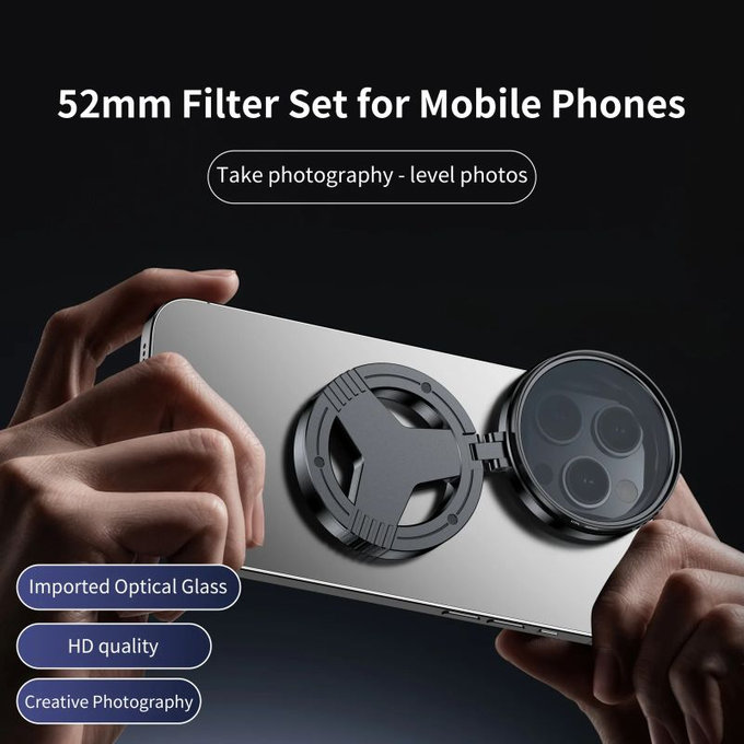 Filtr polaryzacyjny CPL 52mm z magnetycznym uchwytem do smartfona