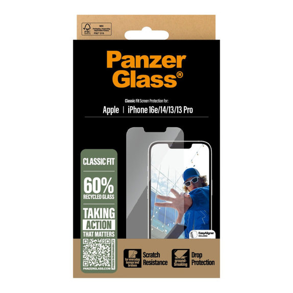 Szkło hartowane z aplikatorem do iPhone 17e/16e/14/13/13 Pro, Przezroczyste, PanzerGlass