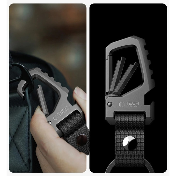 Brelok Slidelock Carabiner Keychain, Gunmetal, Tech-Protect