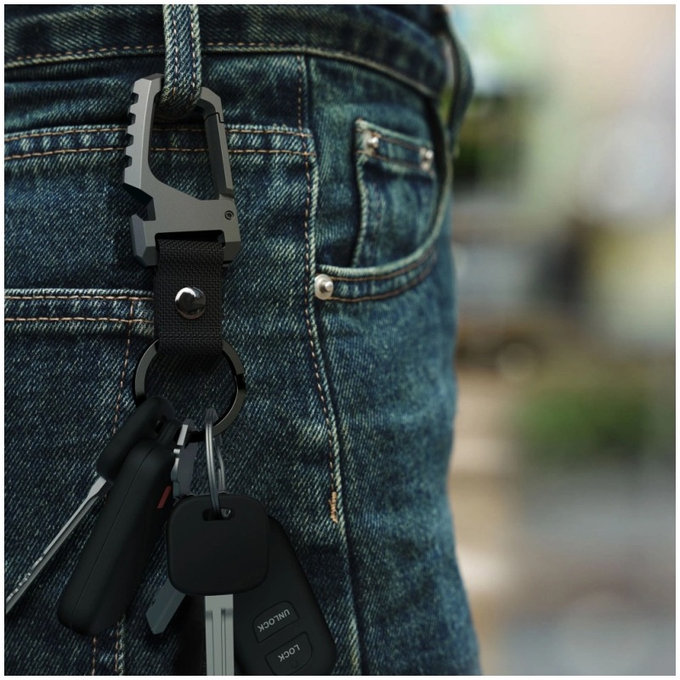 Brelok Slidelock Carabiner Keychain, Gunmetal, Tech-Protect