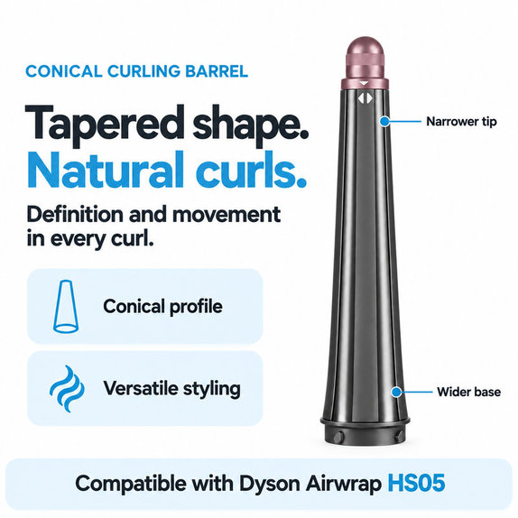 Stożkowa końcówka do loków do Dyson Airwrap HS05, Ceramic Pink / Rose Gold