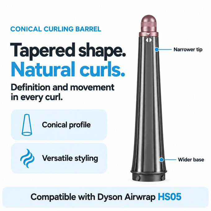 Stożkowa końcówka do loków do Dyson Airwrap HS05, Ceramic Pink / Rose Gold