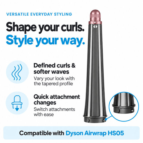Stożkowa końcówka do loków do Dyson Airwrap HS05, Ceramic Pink / Rose Gold