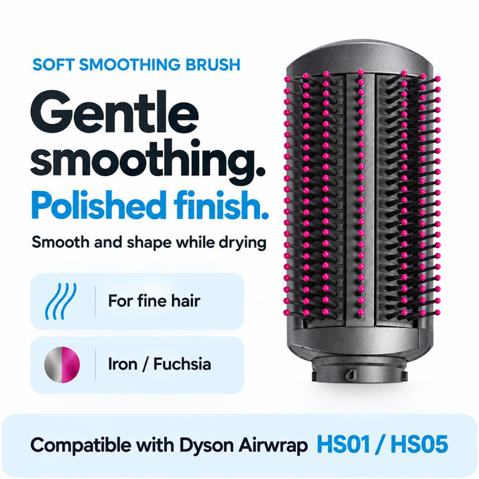 Miękka szczotka wygładzająca do Dyson Airwrap HS01, HS05, Iron / Fuchsia