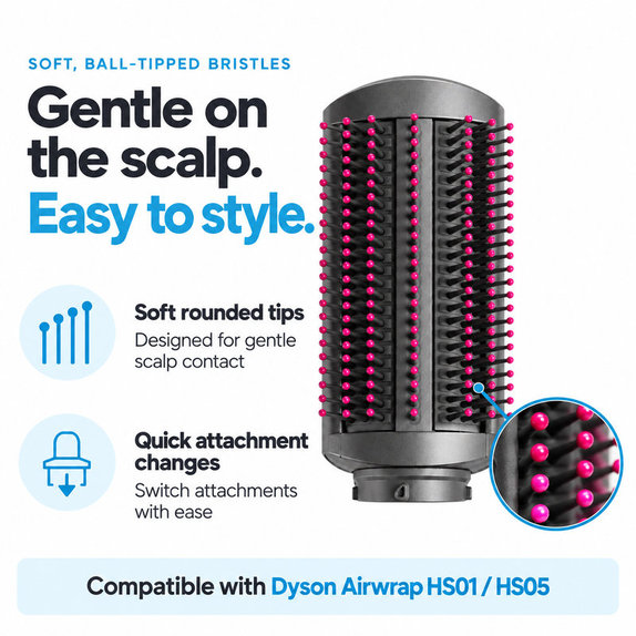Miękka szczotka wygładzająca do Dyson Airwrap HS01, HS05, Iron / Fuchsia