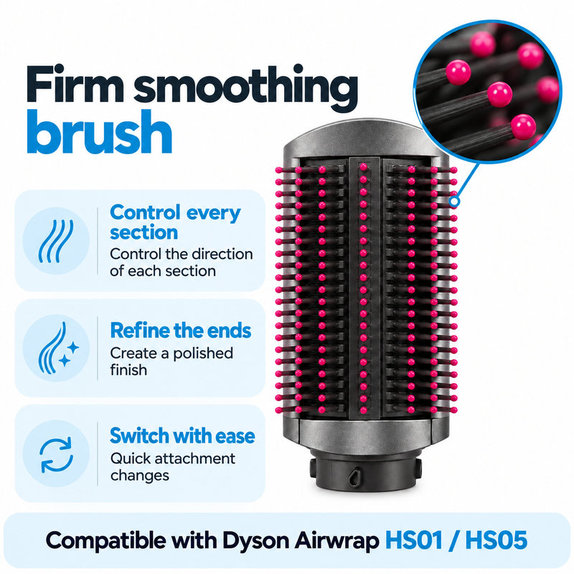 Twarda szczotka wygładzająca do Dyson Airwrap HS01, HS05, Iron / Fuchsia