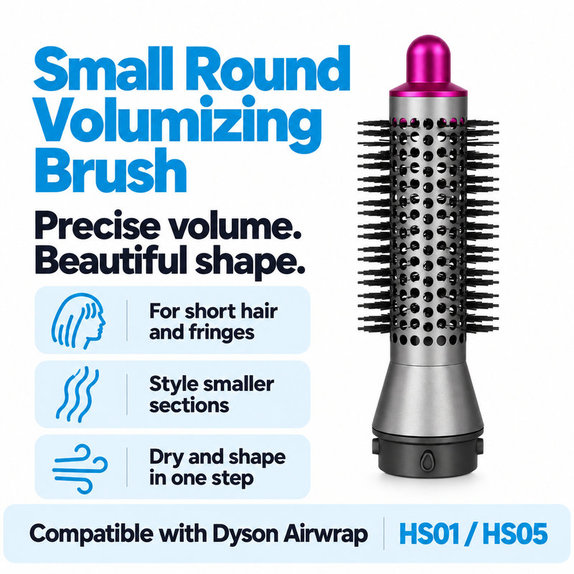 Mała okrągła szczotka zwiększająca objętość do Dyson Airwrap HS01, HS05, Iron / Fuchsia