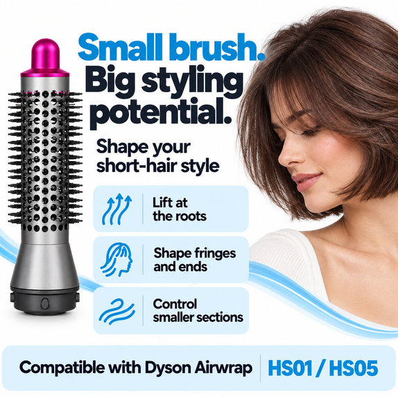 Mała okrągła szczotka zwiększająca objętość do Dyson Airwrap HS01, HS05, Iron / Fuchsia