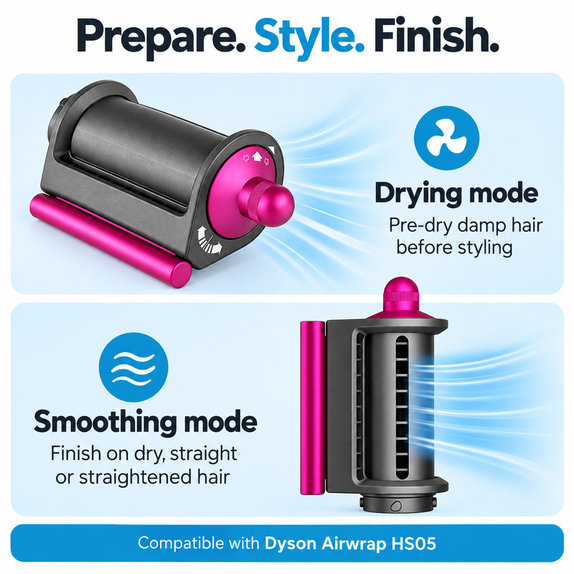 Końcówka Coanda do wygładzania i suszenia do Dyson Airwrap HS05, Iron / Fuchsia